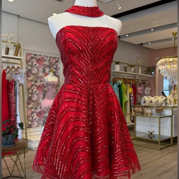 Custom made mini red dress - Picture 1 of 1